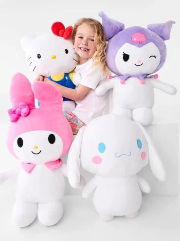 Girl talent with Hello kitty plush toys r