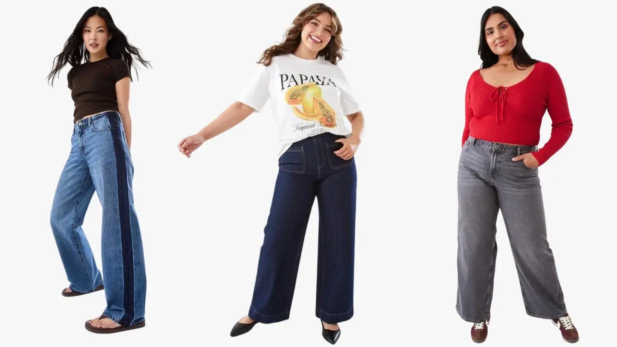 Womens jeans styled in three different ways