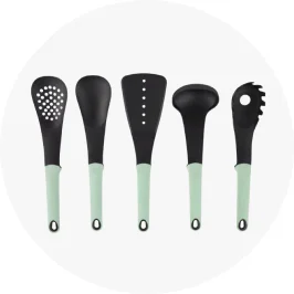 Set of 5 Nylon Utensils with Soft Touch Han