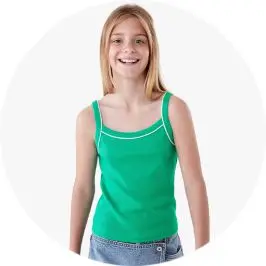 Rib Singlet Tank Top for Girls 8-16 in Green c