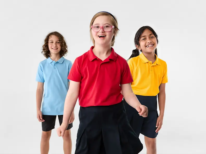 School Uniform Tops in Blue, Red and Yellow