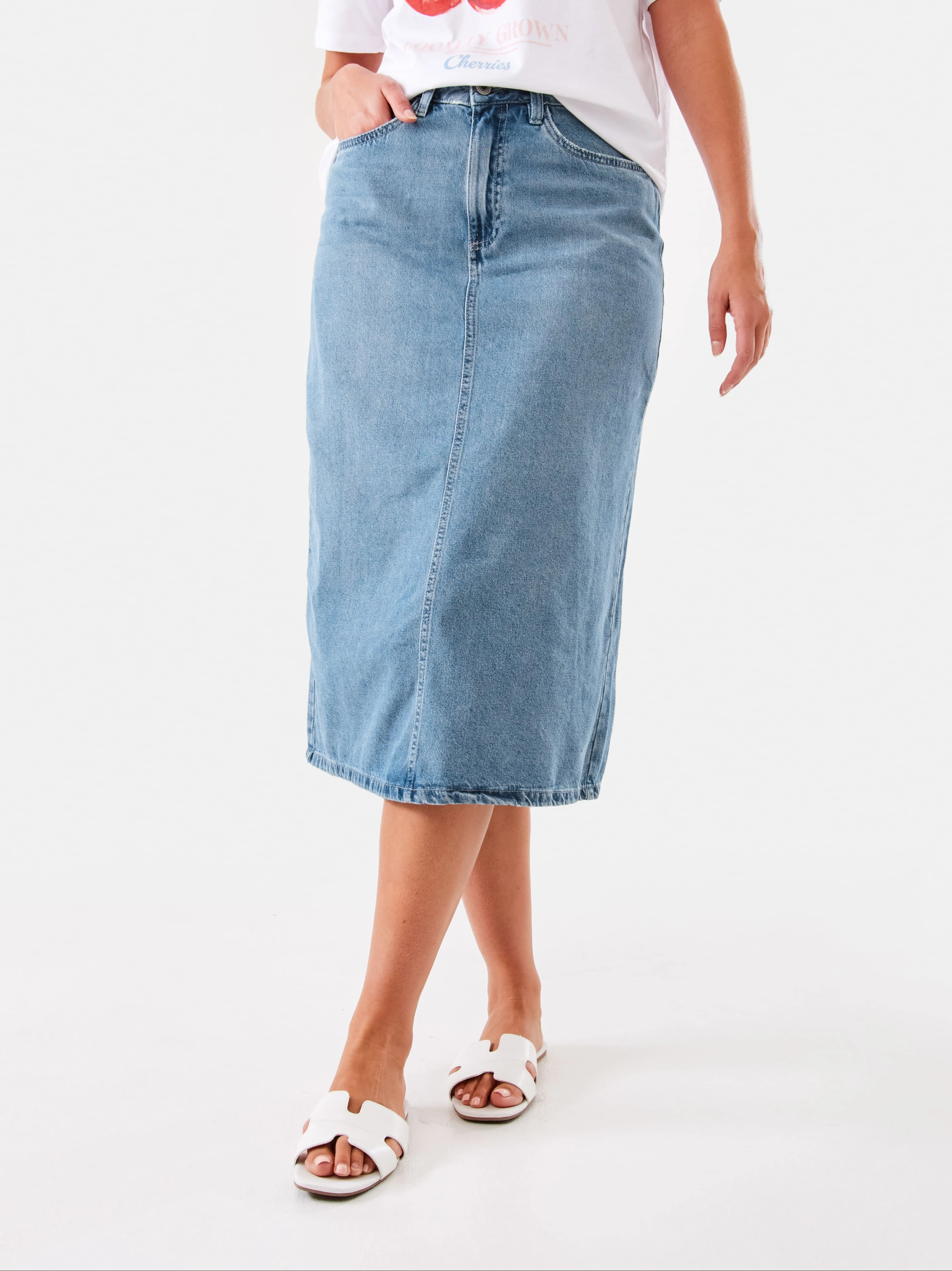 Woman Wearing Denim Midi S