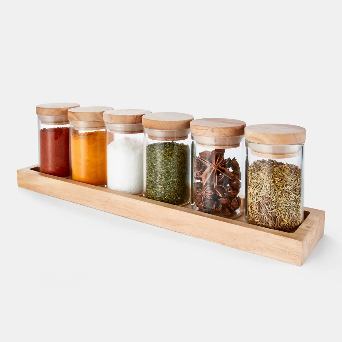 Set of 6 Glass Jars with Tray