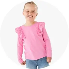 Girls Pink Broderie Trim