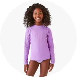 Young Girl Wearing Purple 3 Piece Swim