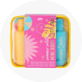 OXX Bodycare Summer Solstice Mini Body Wash Trio - Beach Bliss, Pink Tropic & Coconut W