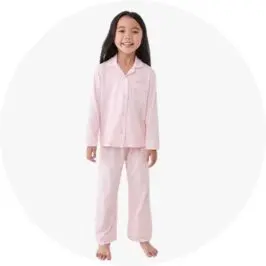Pink Button Through Pyjama Set for Girls upto 8 y