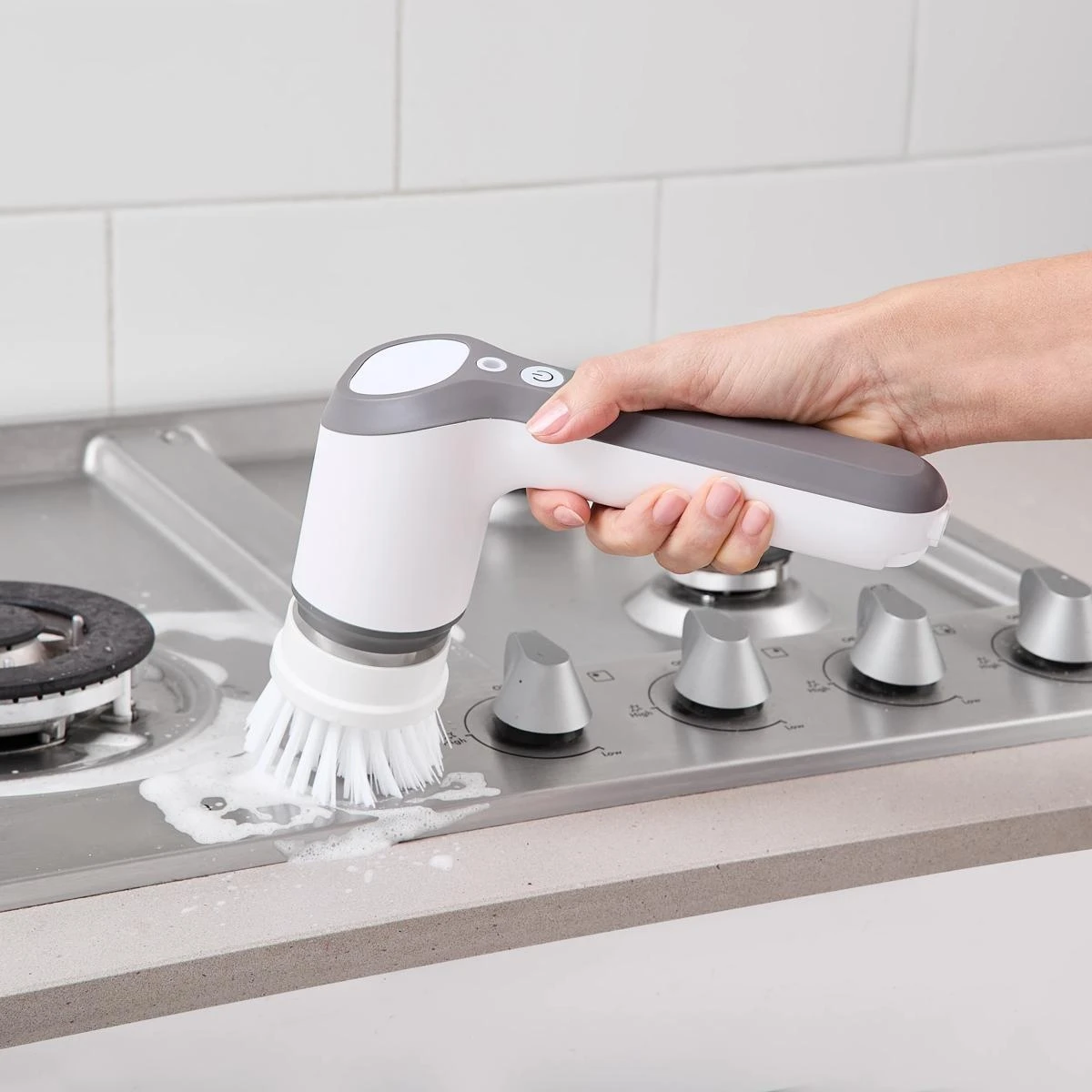 Rechargeable Handheld Scrubber - Grey and White