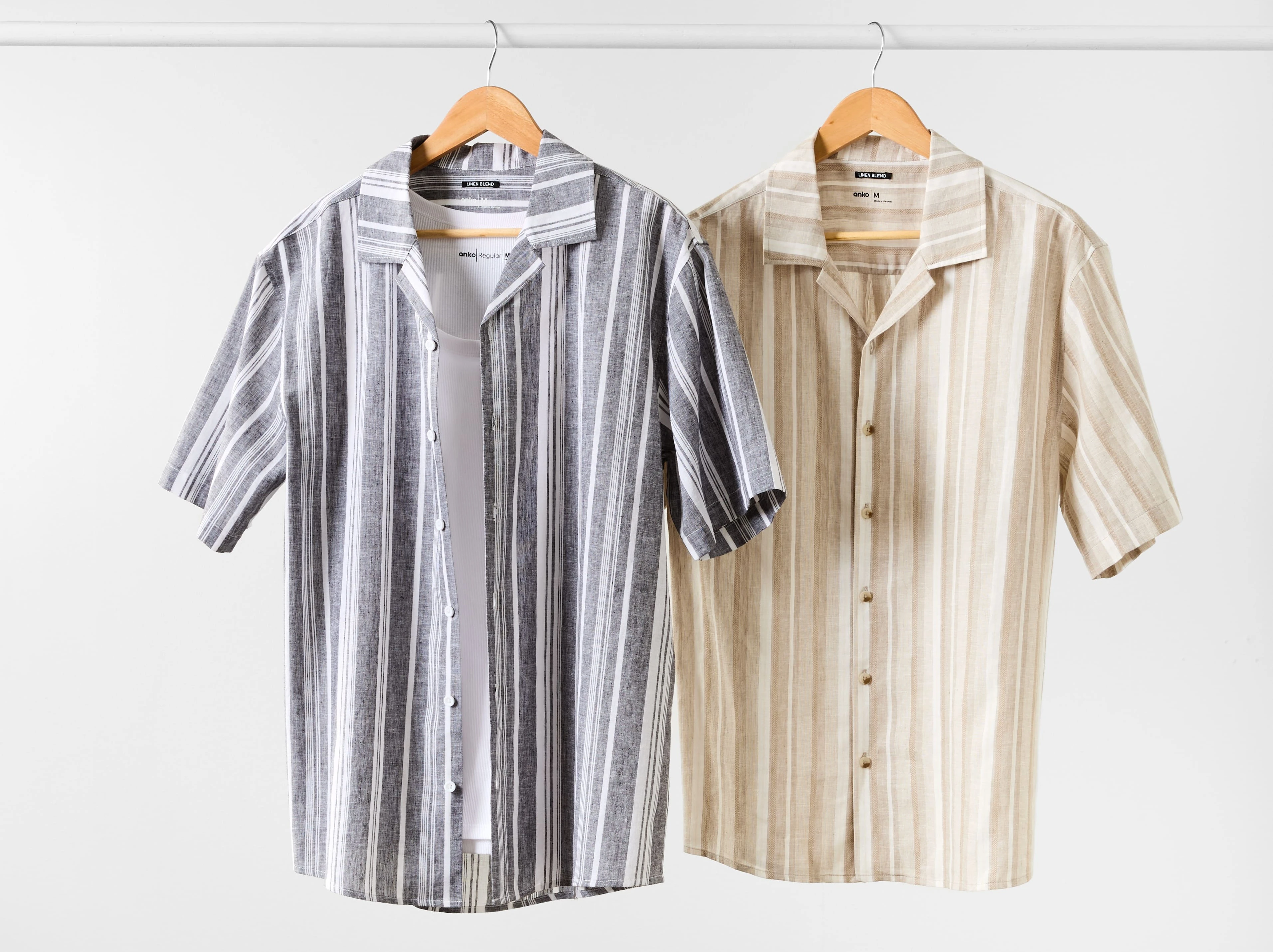 Collection of men's Short Sleeve Striped Linen Blend S