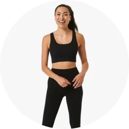 Active Womens Medium Impact Seamfree Square Neck Crop Top and Legg