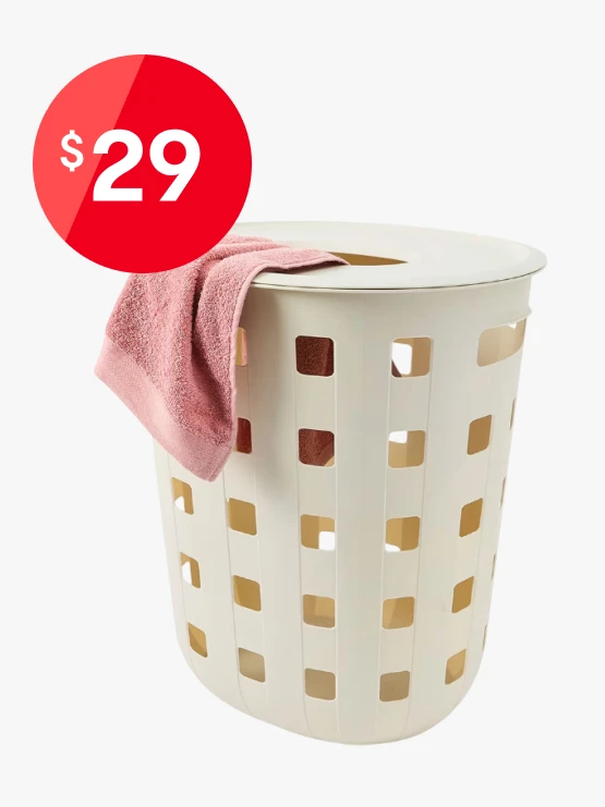 80L Trellis Laundry Hamper - Beige