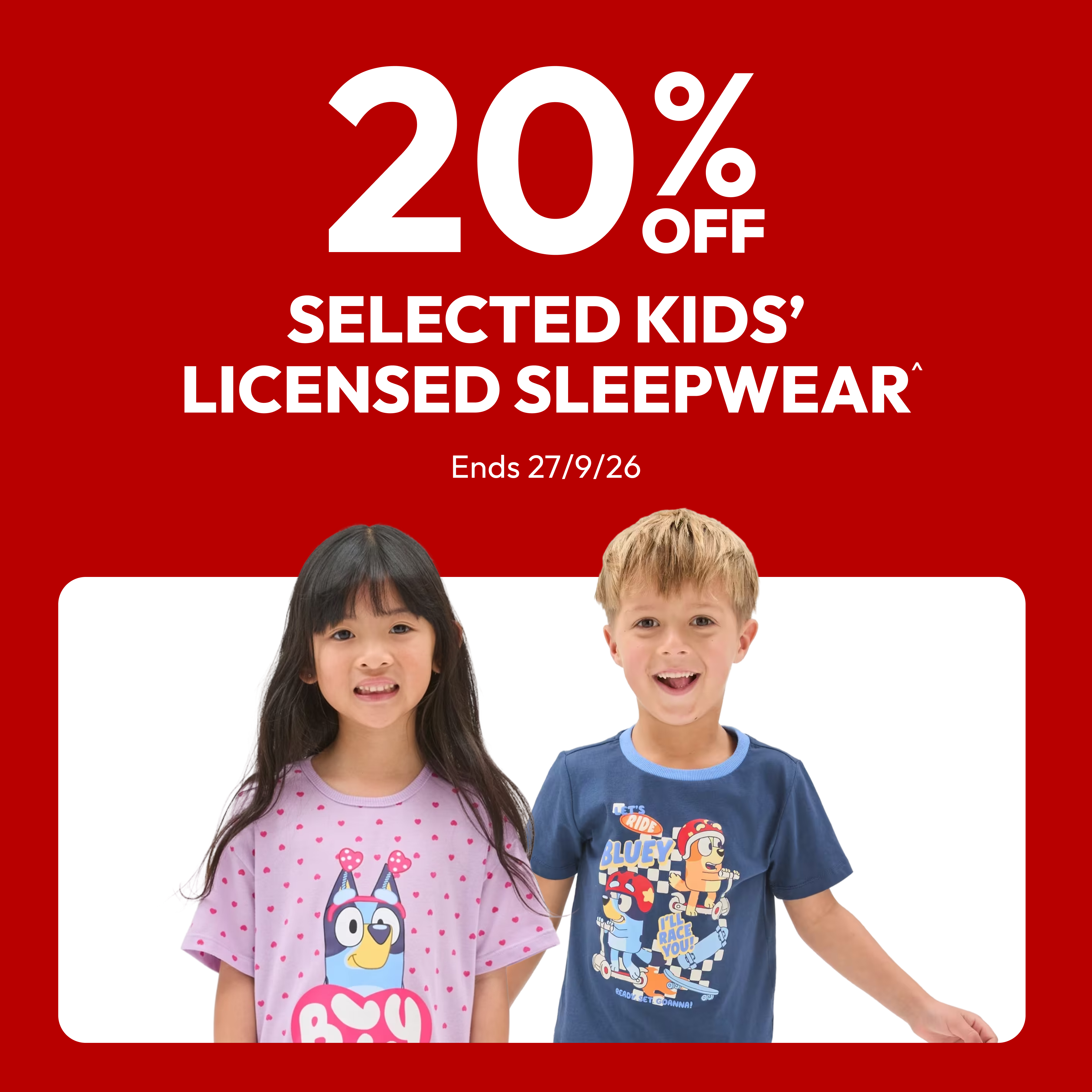 Target 20% off Selected Kids' Licensed Sleepwear