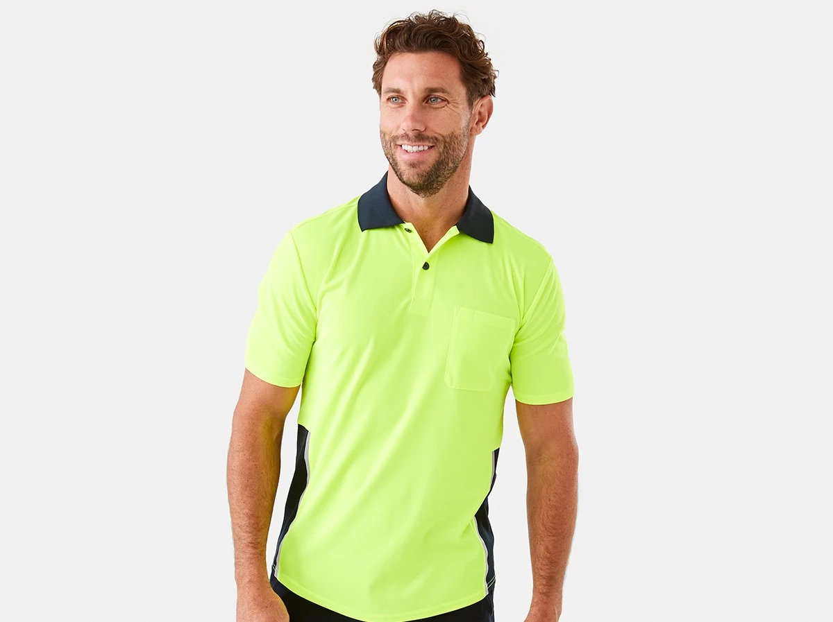 Talent Wearing Workwear Short Sleeve Cool Polo Shirt in Yellow Co