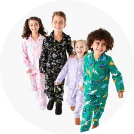 four kids wearing easter themed pj
