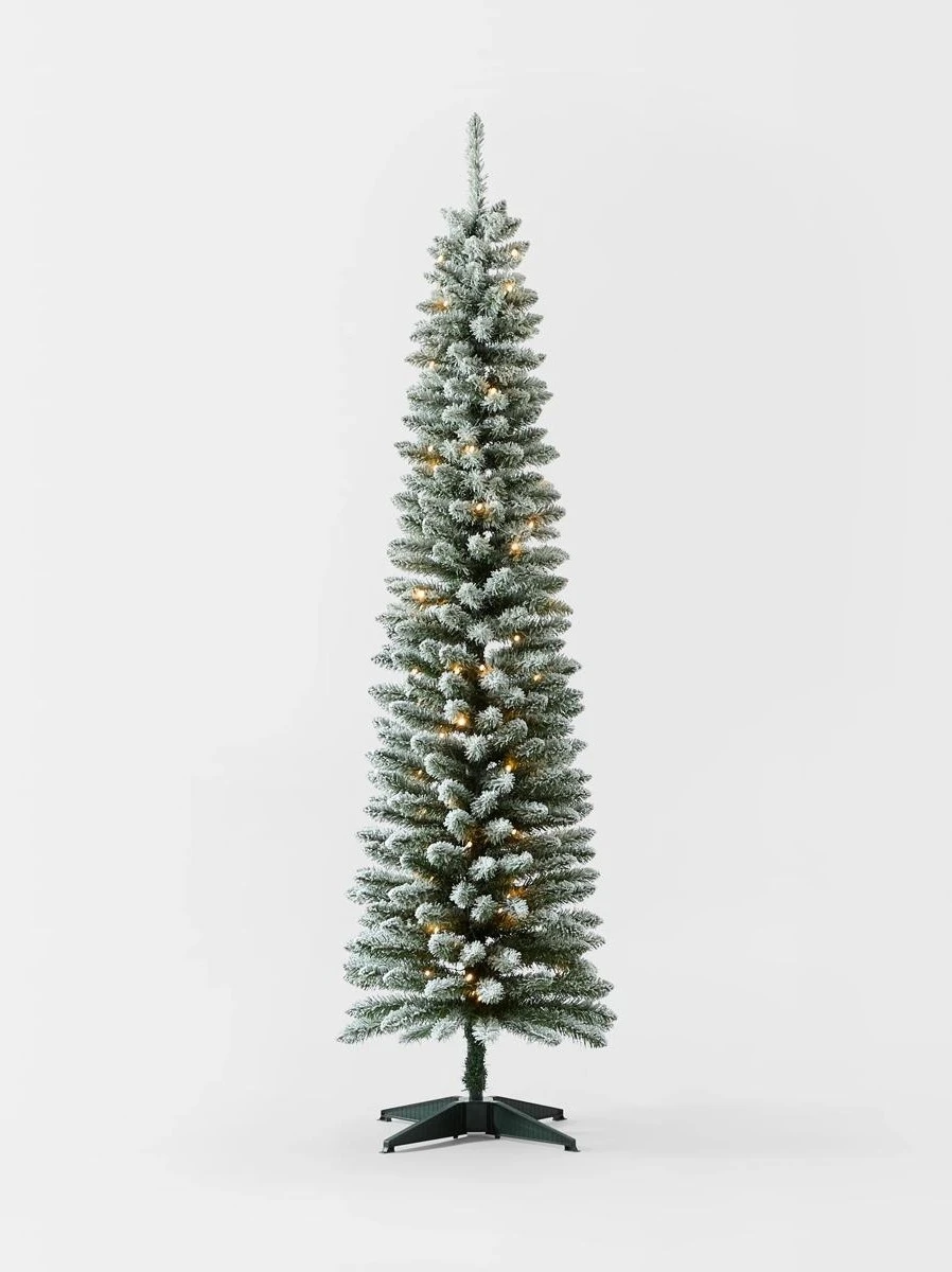 1.82m (6ft) Flocked Slim Prelit Christmas 