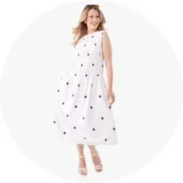 Womens Sleeveless Cotton Shirred Midi D