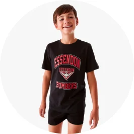 Young Boy Wearing Essendon Active AFL Youth T-s