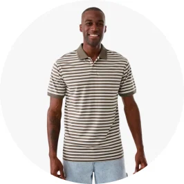 Mens Jersey Stripe Polo Shirt- B