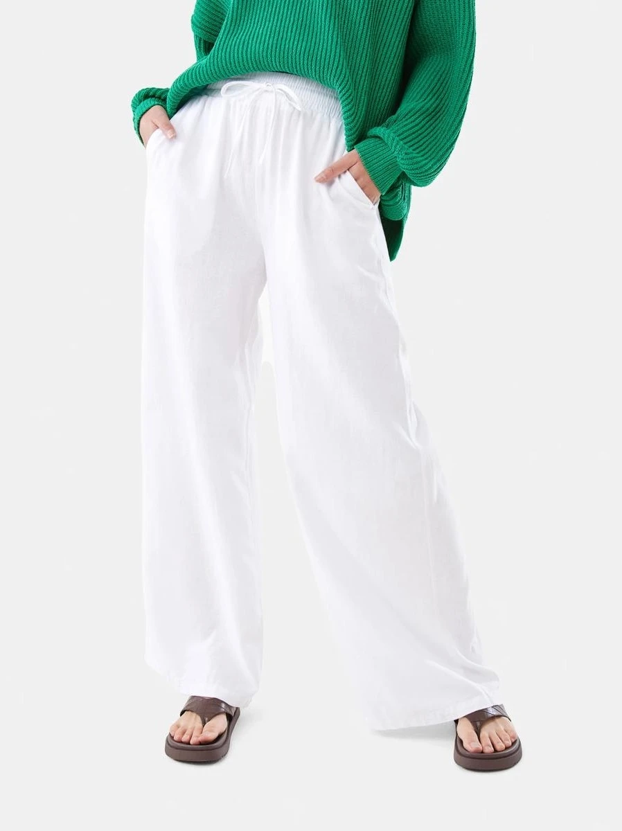 Linen Blend Wide Leg P