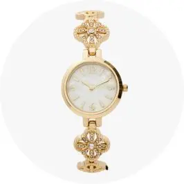 Womens Metal Flower Watch - Gold 