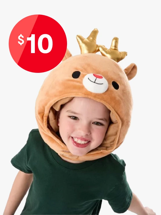 Christmas Reindeer Plush Head Mask - Ages 3+