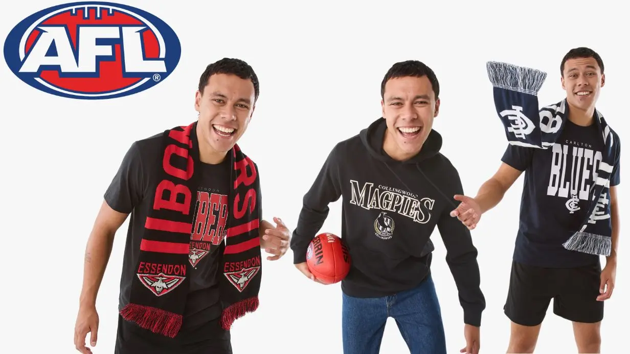 Official AFL Merchandise Including Scarfs, Jumpers & T Shirts