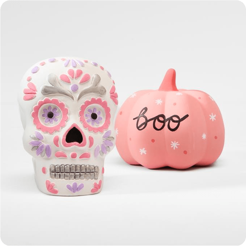 Ceramic Pumpkin & Sugar Skull Decoration Craft Sets