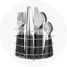 Black 30 Piece Cutlery Set with C