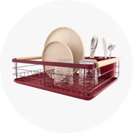 Red Wooden Handle Dish 