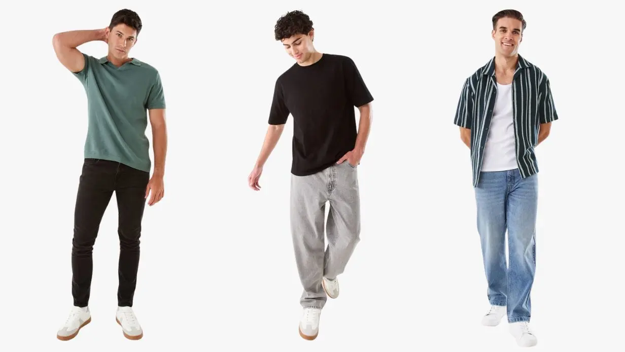 Mens jeans styled in three different ways