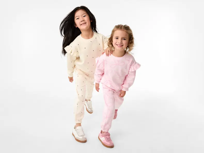 Girls Frill Sleeve All Over Print Crew Neck Sweatshirt & Trackpants