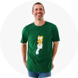 Man wearing simpsons t shirt in green color