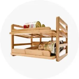 Bamboo 2 Tier Can Storage Shelf