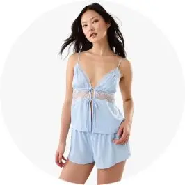 womens blue satin pyjama