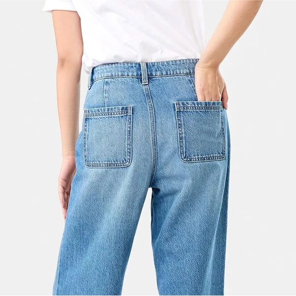 Wide Leg Jeans Back Pocket