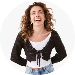 Womens Long Sleeve Cropped Tie Card