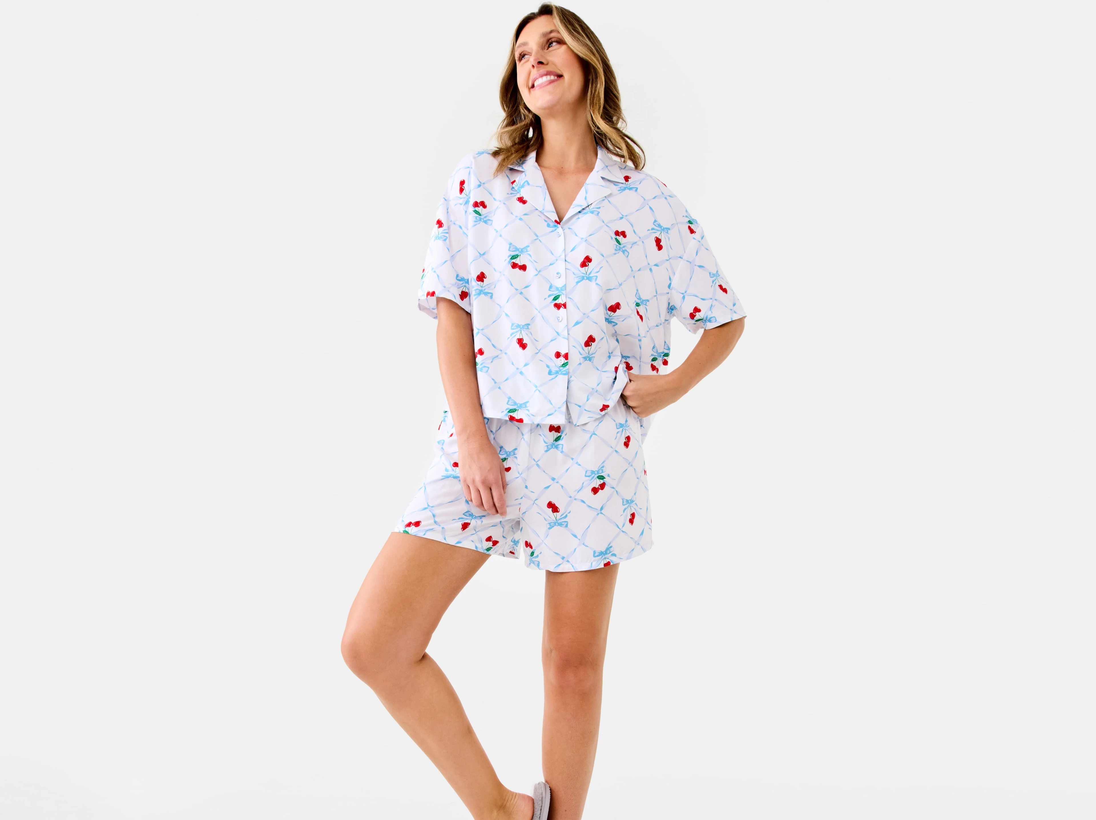 Woven Boxy Short Sleeve Top and Shorts Pyjama