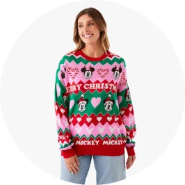 Long Sleeve Mickey Mouse License Christmas Jumper for W