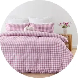 Gingham Cotton Rich Reversible Quilt Cover Set - Queen Bed, B