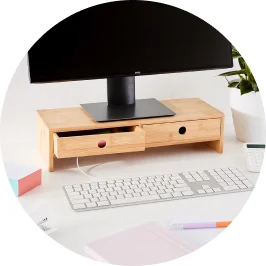 Bamboo Monitor Stand with Dra