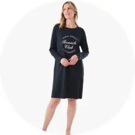 Woman wearing Midnight Blue Long Sleeve Nightie