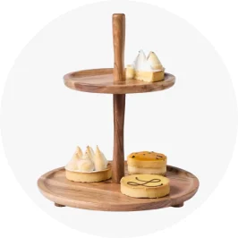 2 Tier Acacia Cake Stand - B