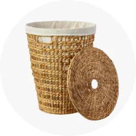 Round Open Weave Hamper with Lid