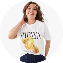Womens Short Sleeve Oversized Boyfriend T-shirt- Papaya P