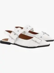 White Buckle Slingback Ballet Flats