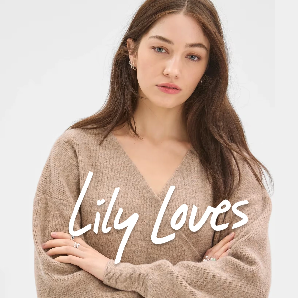 Lily loves beige wrap knit jumper