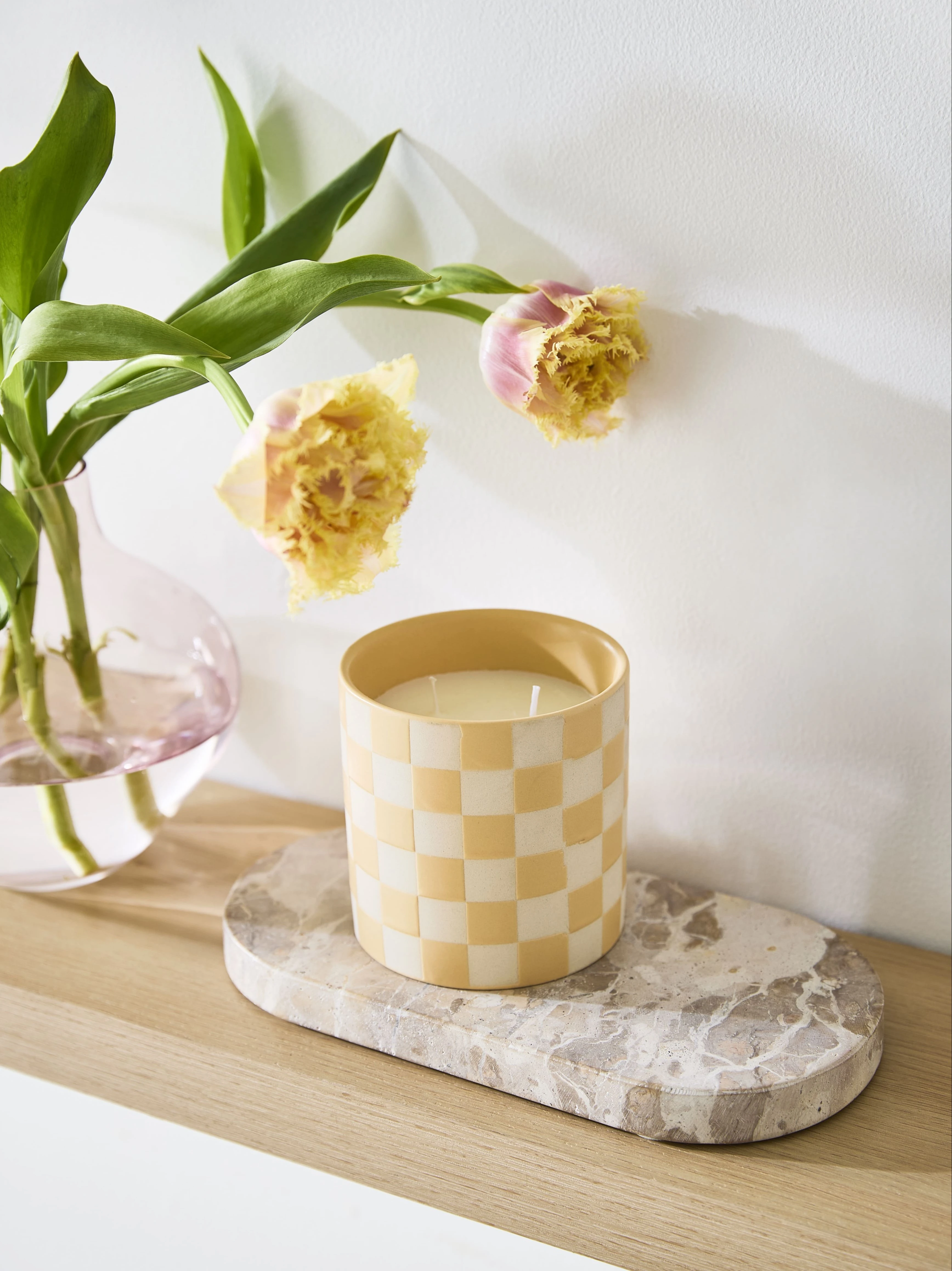 Fresh Pear and Freesia Check Ceramic Fragrant Ca