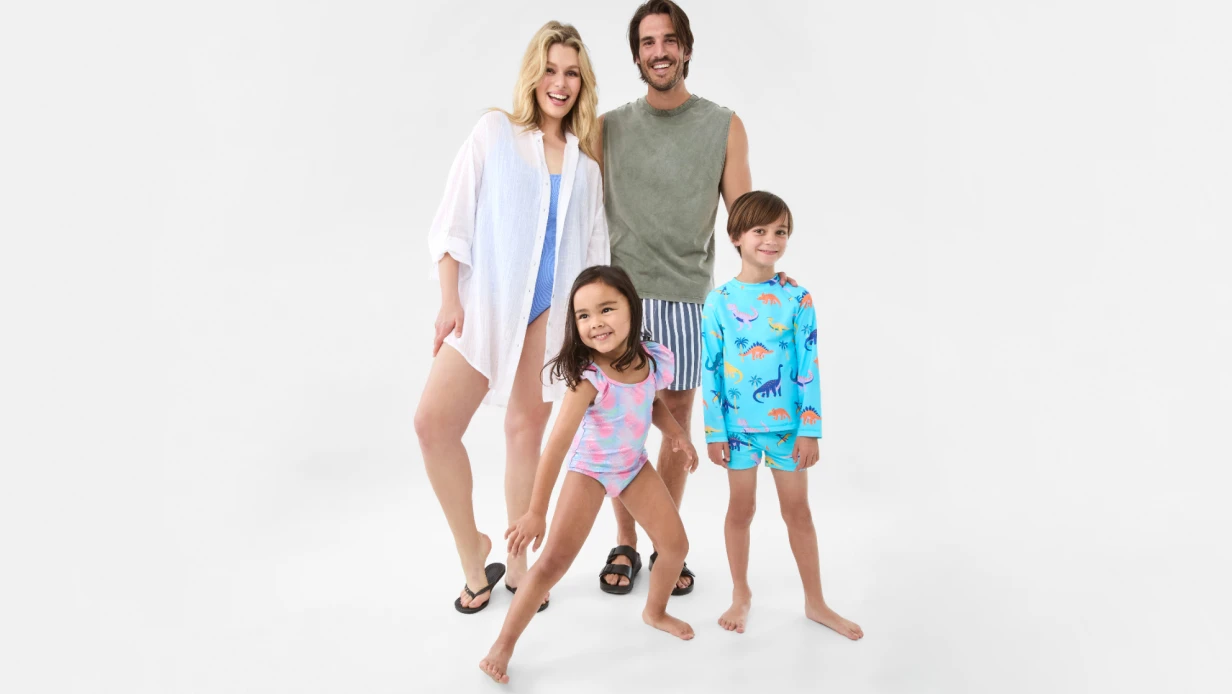 Family Summer Essentials swimwear group shot