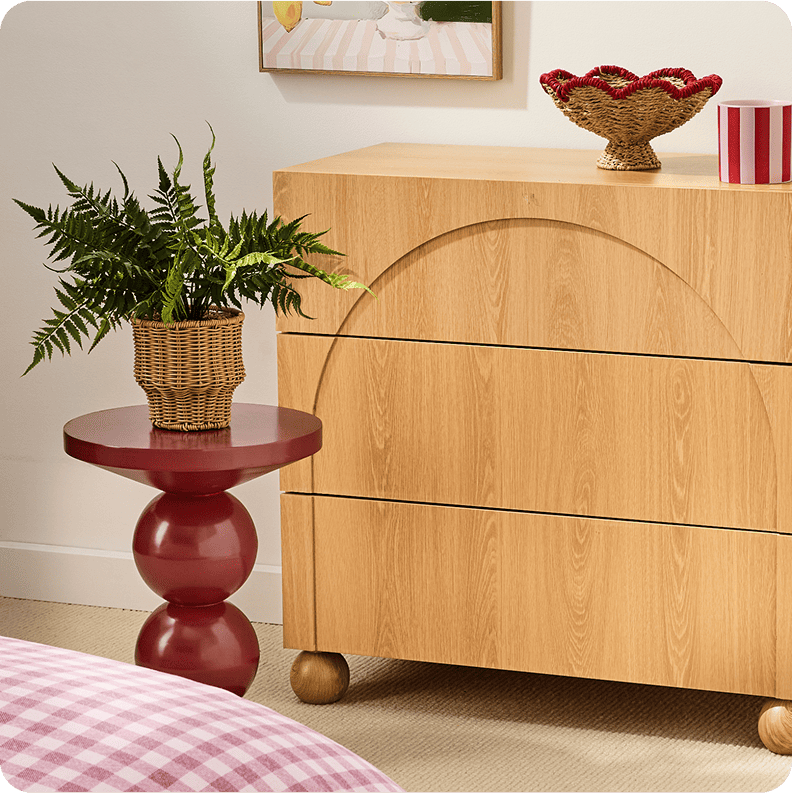 Charles Entertainment Unit with red side table