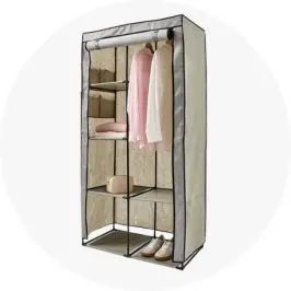 Linen Look Covered Wardrobe - Char